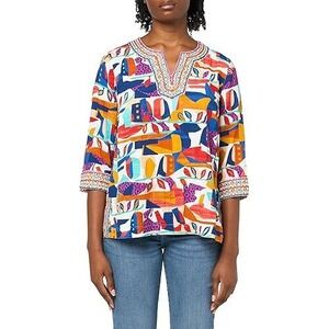 John Mark Plus Sz 1X Top Geometric Art to Wear Multi Embroidered Artsy Colorful